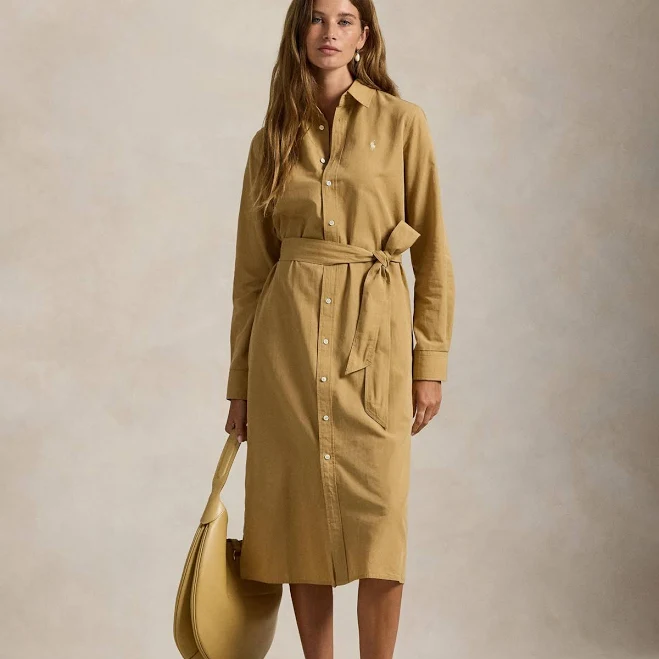 dress Polo Ralph Lauren Women's Cotton-Linen Belted Shirtdress Macy's $201