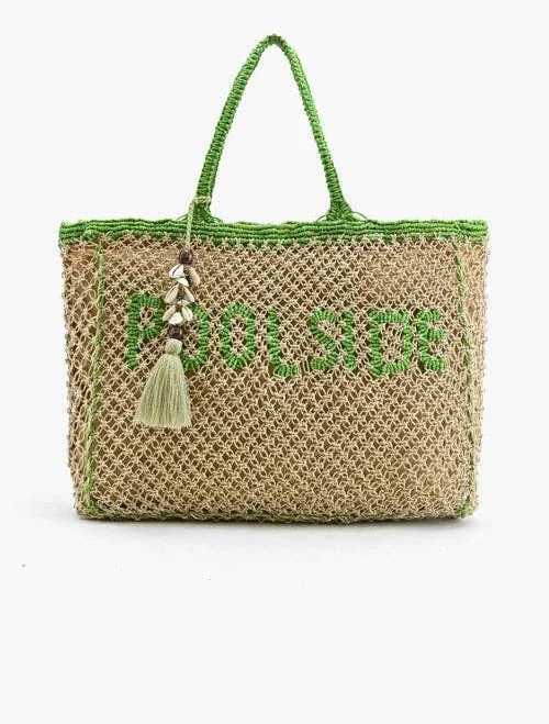 bag Poolside' Jute Macrame Tote Classic Touch $105