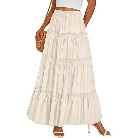 skirt Prettygarden Women's High Waisted Flowy Tiered Maxi Skirt Walmart - PrettyGarden $23.98