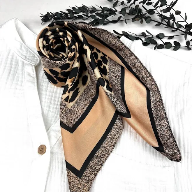 accessory Prettytint Leopard Print Silk Square Scarf Etsy - Seller $23.45