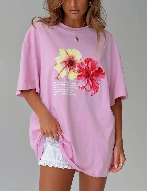 top Princess Polly Hibiscus Haven Oversized Graphic Tee Princess Polly US $45