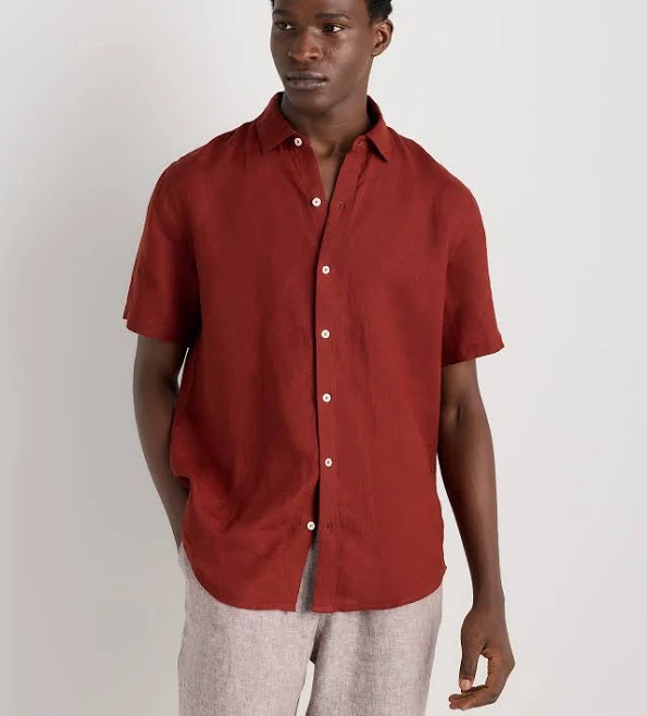 matching set Quince Men's Relaxed European Linen Short Sleeve Shirt Quince $34