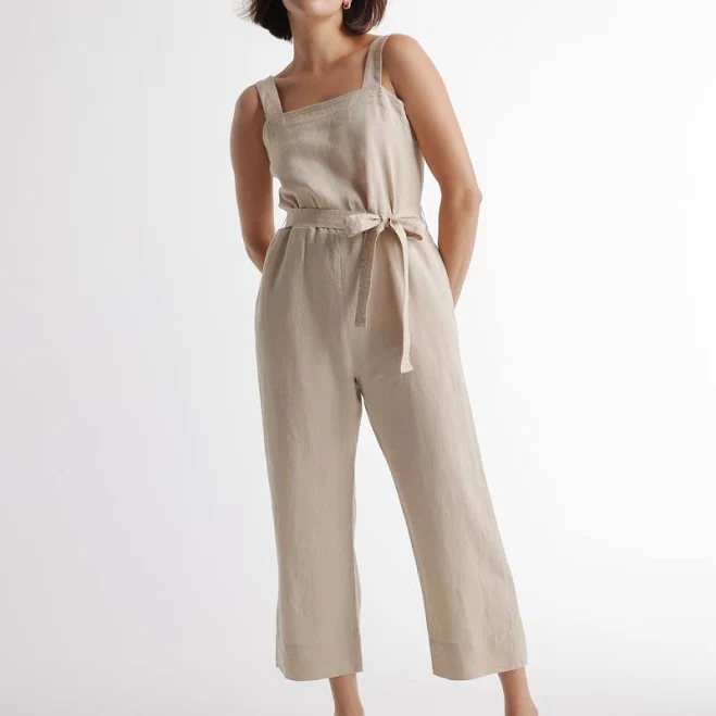 outfit Quince Women's European Linen Square Neck Jumpsuit Quince $64