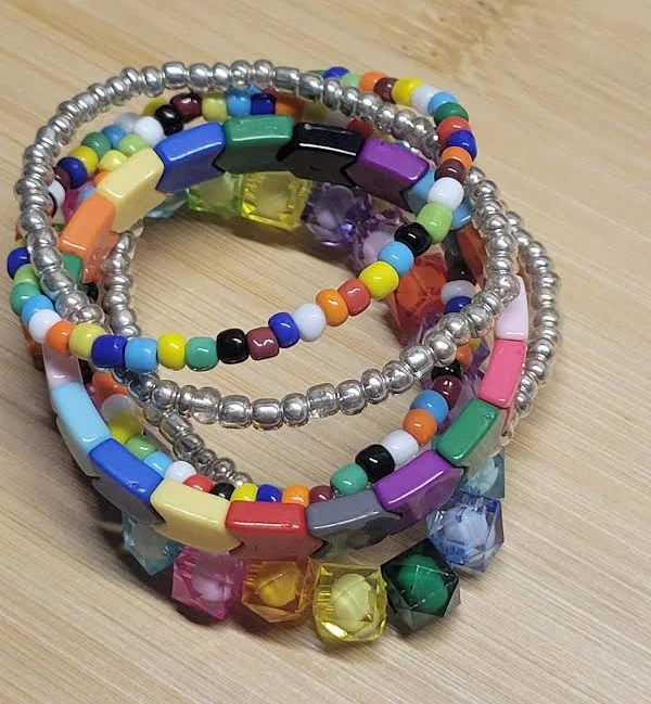 accessory Rainbow Beaded Bracelet Stack Etsy - Seller $15