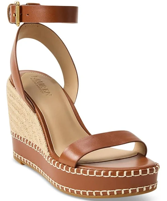 shoes Ralph Lauren Women's Hilarie Ankle-Strap Espadrille Platform Wedge Sandals Macy's $155