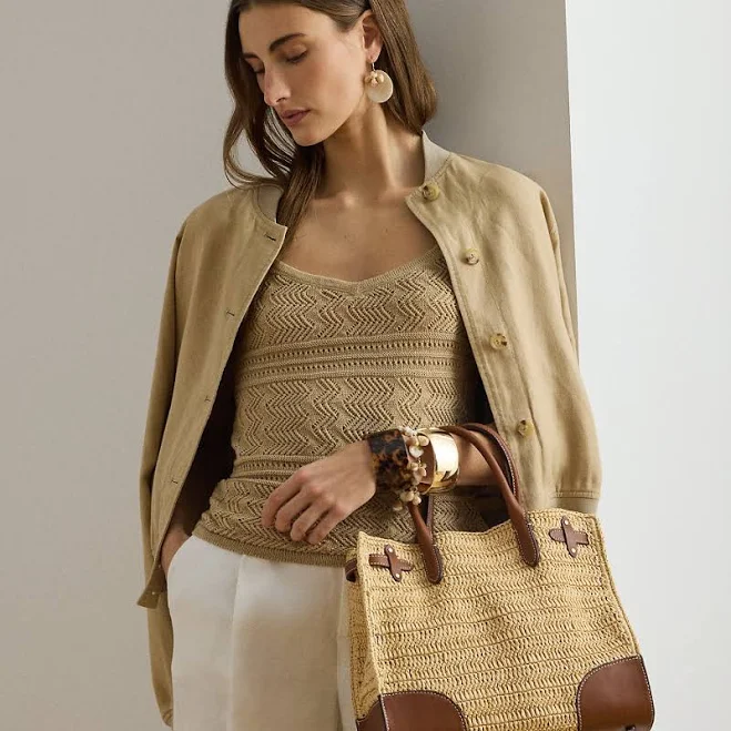 bag Ralph Lauren Women's Woven Straw Medium Devyn Tote Bag Ralph Lauren $395