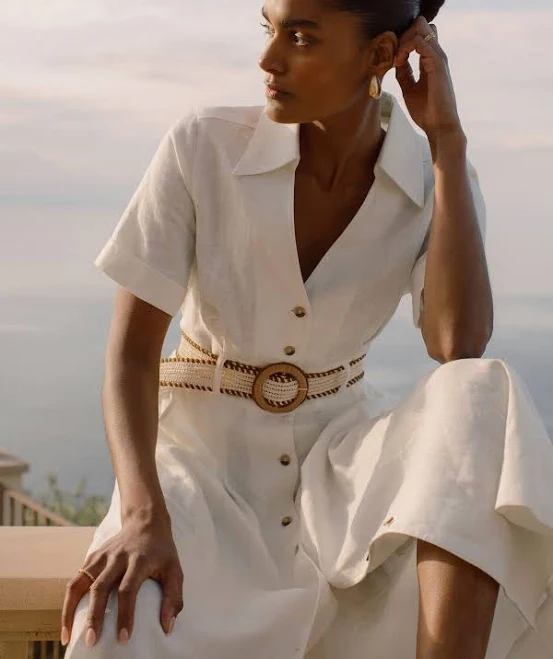 dress Reiss Women's Anita Linen Belted Midi Shirt Dress Reiss $236