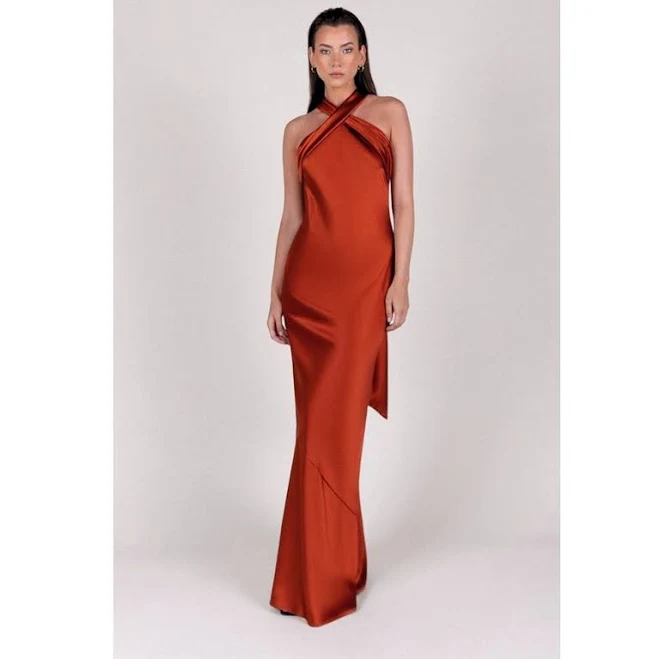 dress Rewritten Roma Halterneck Satin Maxi Dress Nordstrom $250