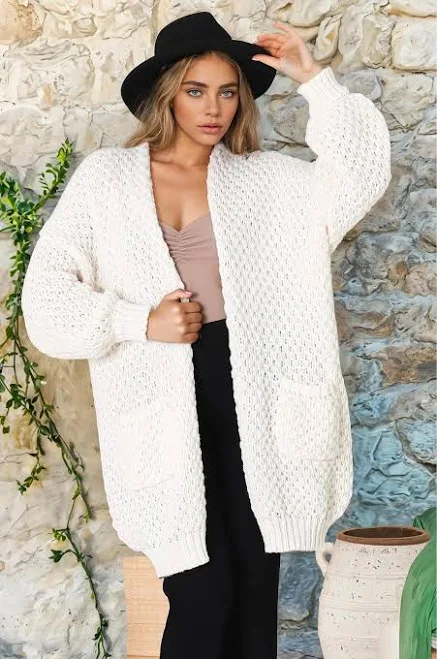 outerwear Ricki Open Front Chunky Knit Cardigan Salty Crush $89.95