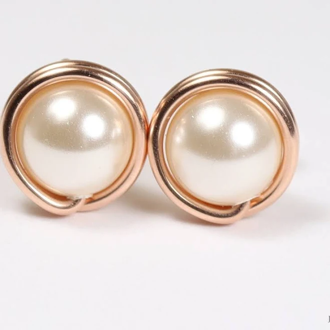 accessory Rose Gold Pearl Stud Earrings Etsy - JessicaLuuJewelry $22.99