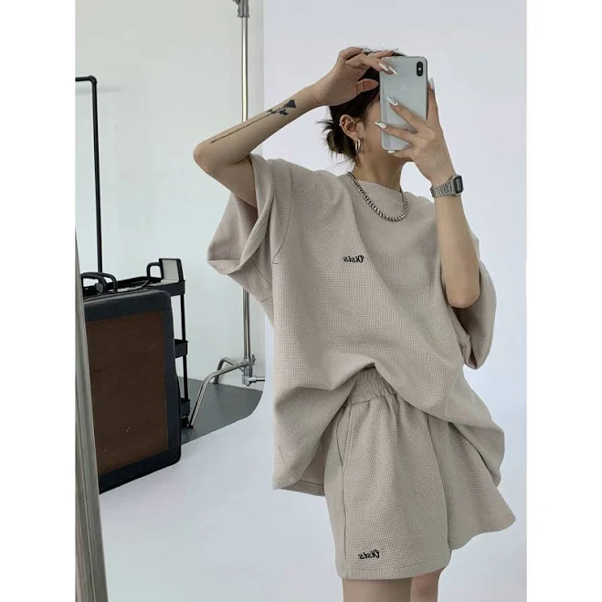 two piece set Sand Knit OISIS Lounge T-Shirt and Short Setup Chiclara $49.9