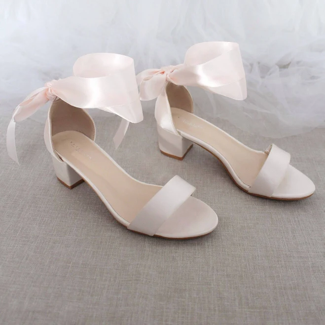 shoes Satin Block Heel Sandals with Wrapped Satin Tie Etsy - kaileep $69