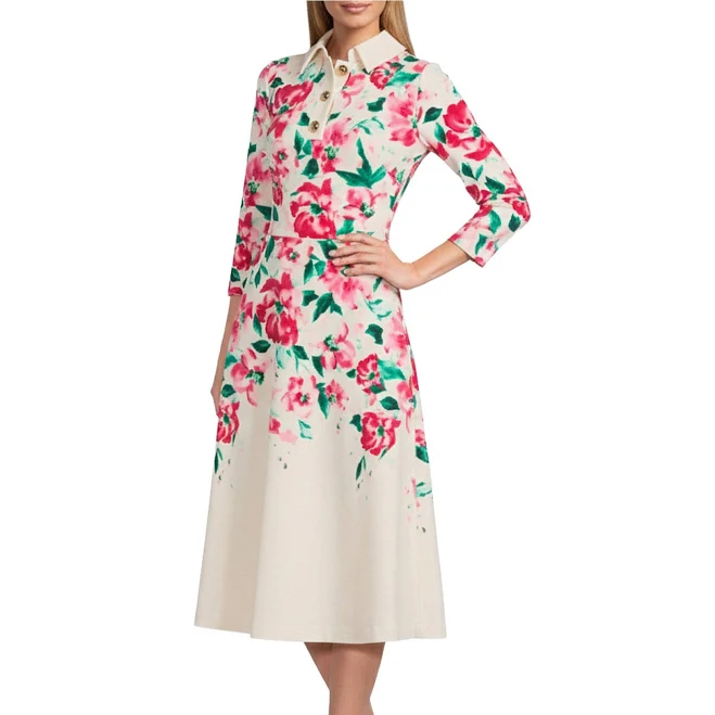 dress Scuba Crepe Floral Fit and Flare Midi Dress Dillard's $66.33
