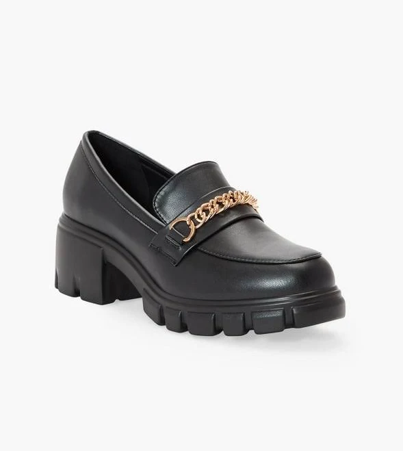 shoes ShoeDazzle Leli Chain Detail Lug Sole Caviar Loafer ShoeDazzle $21.98