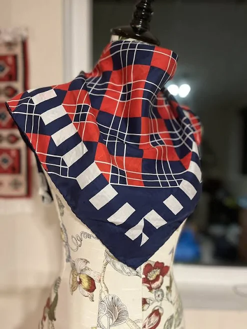 accessory Silk Scarf Navy Red White Italy eBay - olenadz $23