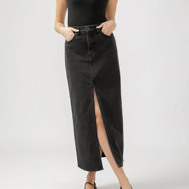 maxi skirt Silver Jeans Co. Women's Front-Slit Denim Maxi Skirt Silver Jeans Co $44