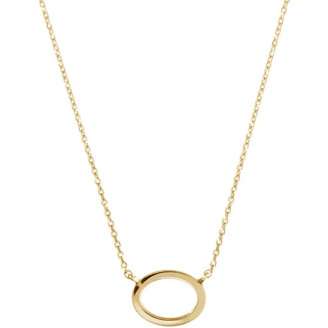 accessory Simple Oval Charm Necklace in Solid Gold Tales In Gold $217