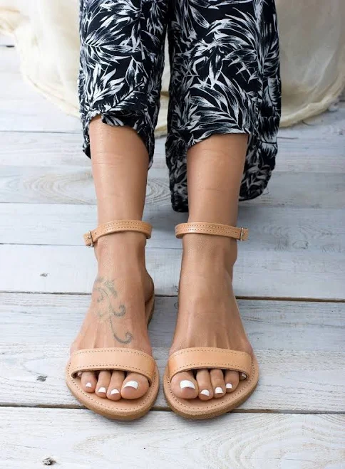 shoes Sleek Fit Leather Ankle Strap Sandals Etsy - GreekLeatherLab $57.61