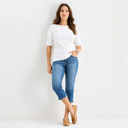 top St. John's Bay Women's Boat Neck Elbow Sleeve T-Shirt JCPenney $11.24