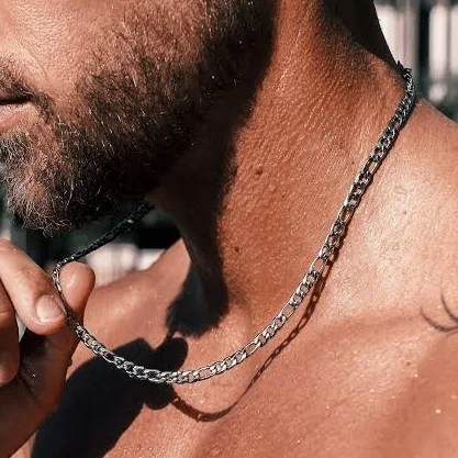 accessory Stainless Steel Figaro Chain Necklace for Men Etsy - weareallsmith $44
