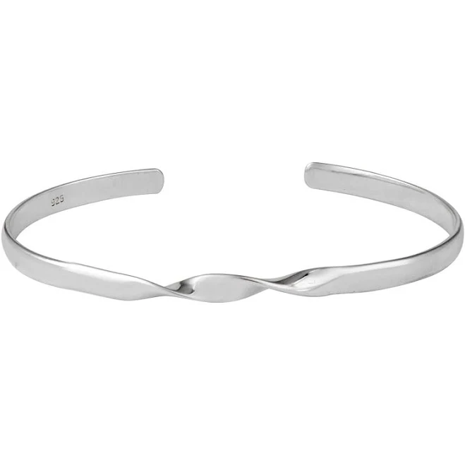 accessory Sterling Silver Minimalist Twist Bangle Bracelet 925silverly.com $87.64