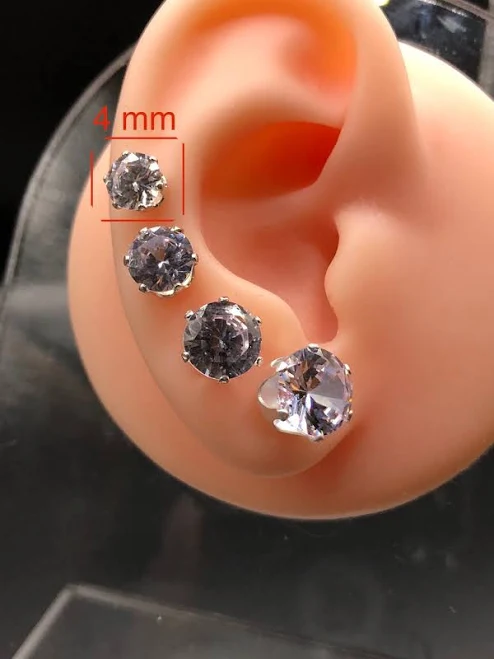 accessory Sterling Silver Round Diamond Stud Earrings Etsy - Seller $10
