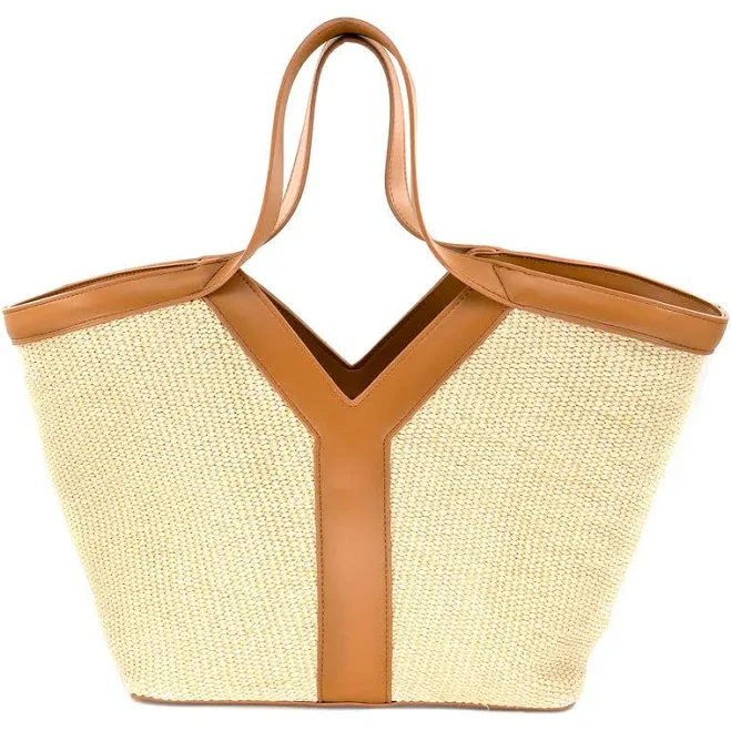 bag STMT Boutique Oversized Straw Tote with Leather Trim STMT Boutique $89