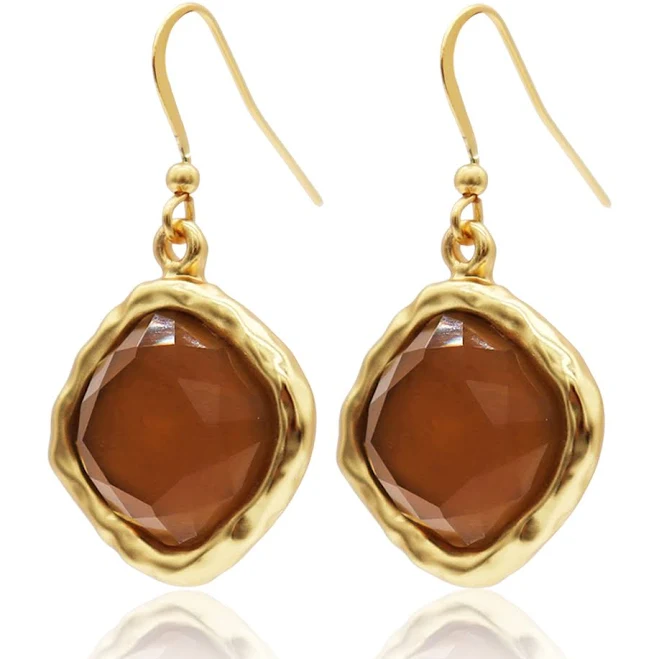 accessory Stone Drop Earrings 24K Gold Plated Jewelry Karine Sultan $38.4