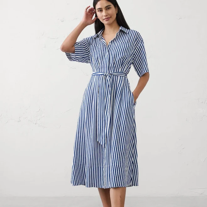 dress Stripe Midi Shirtdress Banana Republic Factory $70