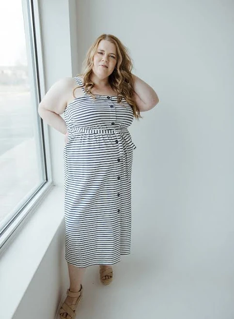 sundress Stripe Square Neck Midi Dress Love Marlow $40