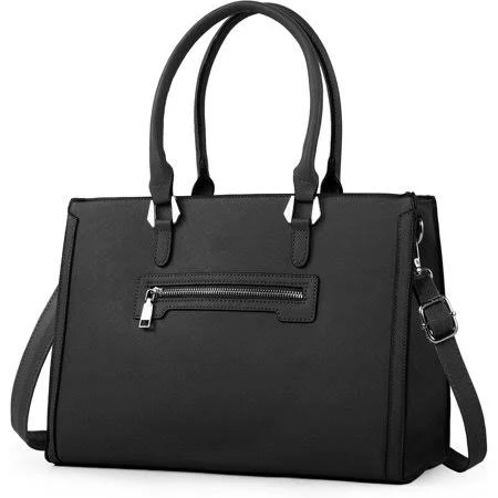 bag Structured Satchel Purses for Women, Medium Vegan Leather Top Handle Handbag with Pockets, Classy Work Bag for Ladies, Adult Unisex, Black Walmart - US-dengqingkun $33.98