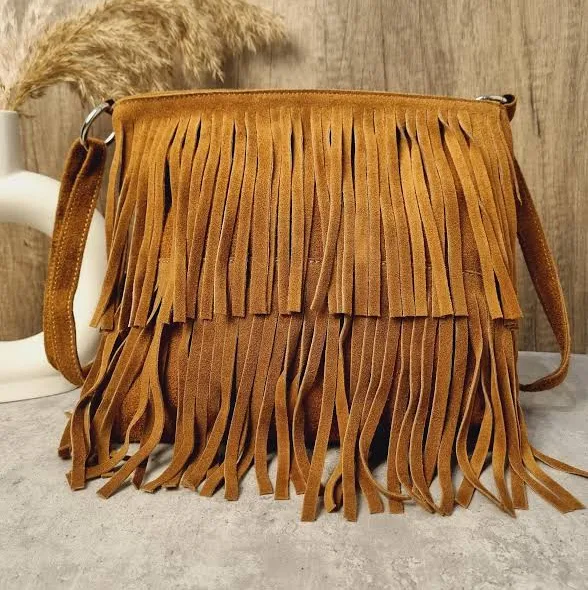 bag Suede Leather Fringe Crossbody Bag Etsy - Seller $47