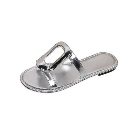 shoes SYMSHOES Women's Metallic Slide Sandals with Buckle Detail Walmart - GUZOM SHOES $16.84