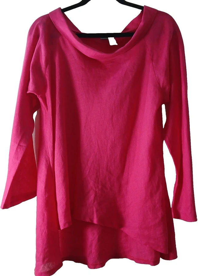 sleeveless top Takara 100% Linen Size Med Lagenlook Asymmetrical Fuchsia Tunic Blouse Top eBay - theupscaleresaleshop $29.69