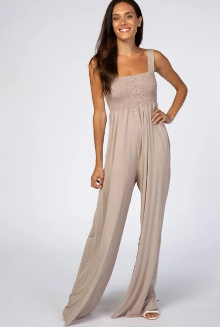 jumpsuit Taupe Sleeveless Wide Leg Jumpsuit PinkBlush Maternity $43