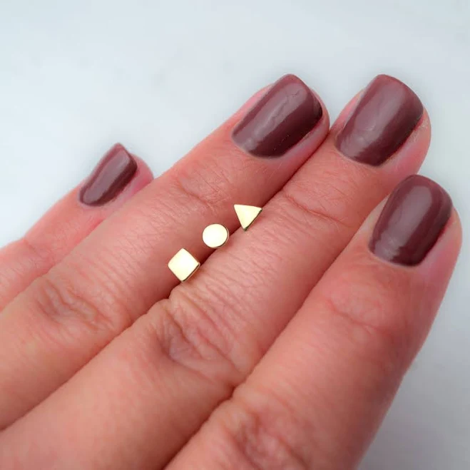 accessory Tiny Minimalist Solid Gold Triangle Dot Stud Earrings Etsy - thalassajewelry $86.64