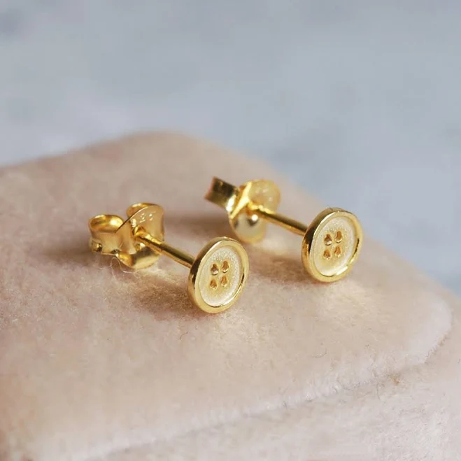 accessory Tiny Sterling Gold Button Stud Earrings Etsy - CarriageTradeCompany $24.84