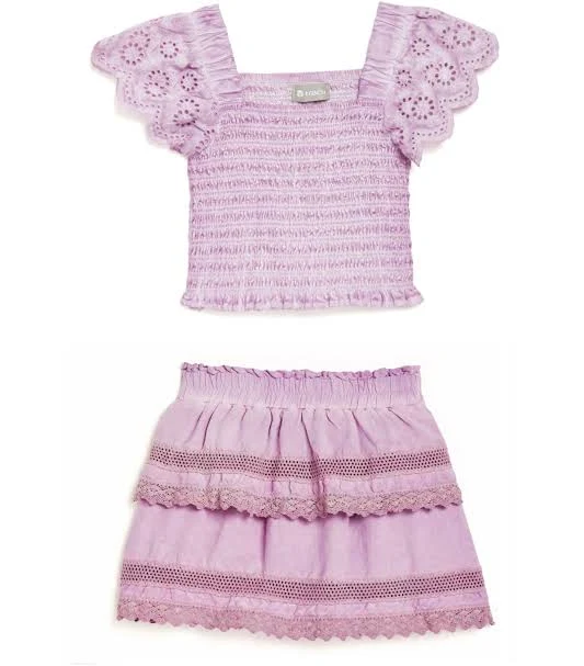 matching set Tractr Smocking Top Ruffle Skirt Set Tractr $66