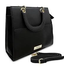 bag Trina Turk Black Structured Saffiano Leather Tote Bag with Gold-Tone Hardware eBay $35