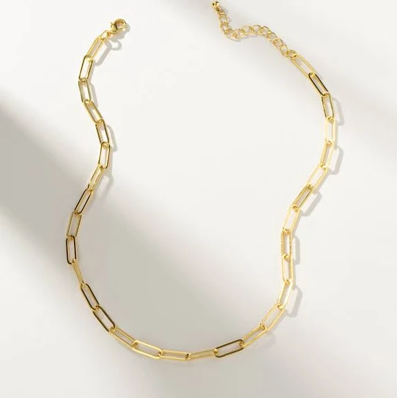 accessory Uncommon James 14K Gold-Plated Thin Linked Up Paperclip Chain Necklace Uncommon James $65