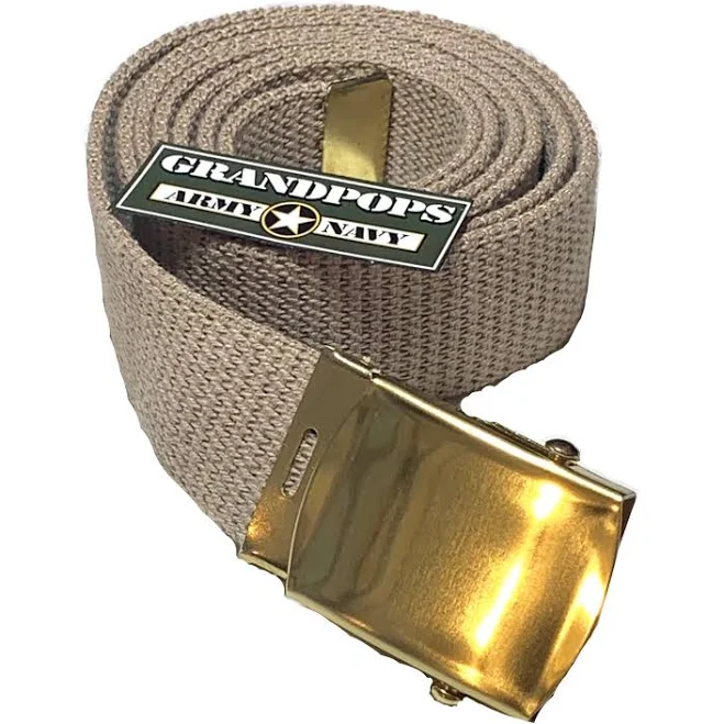 accessory USMC Khaki Canvas Web Belt with Solid Brass Buckle Grandpops Army Navy $19.99