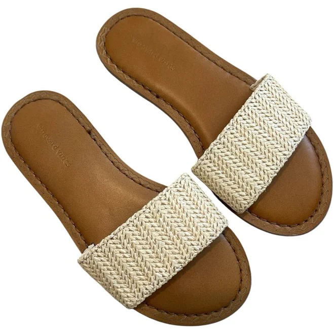 shoes Vineyard Vines Raffia Woven Jute Leather Slide Sandals eBay $30