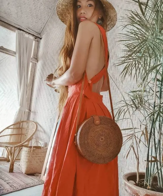 bag Vintage Boho Bali Round Rattan Bag Etsy - Seller $15.21