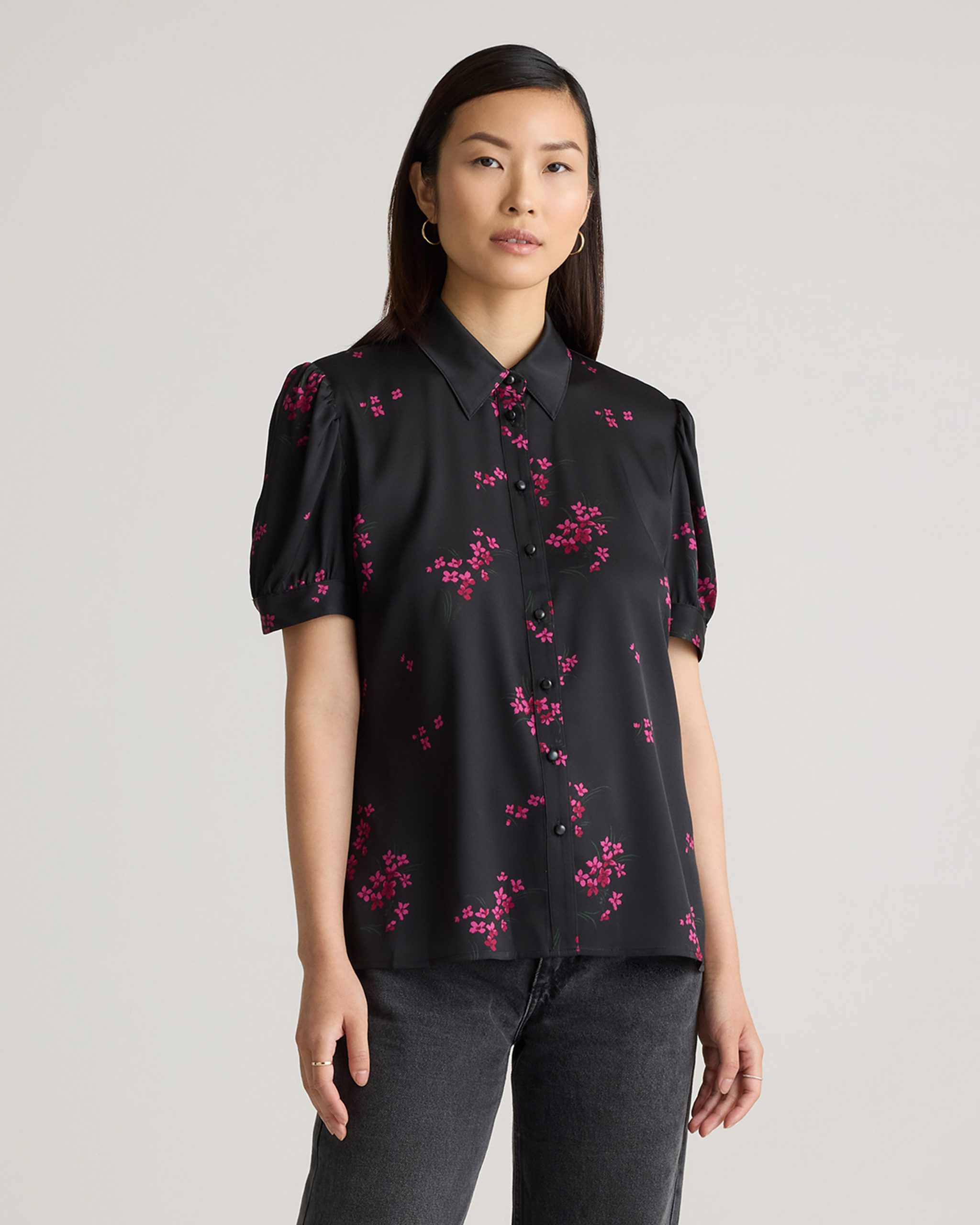 top Washable Stretch Silk Puff Sleeve Blouse Quince $79.9