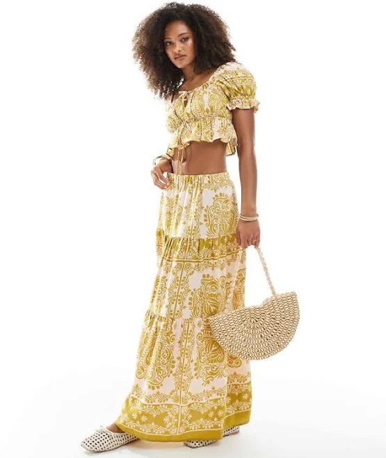 skirt Wednesday's Girl Printed Tiered Maxi Skirt ASOS $34.3