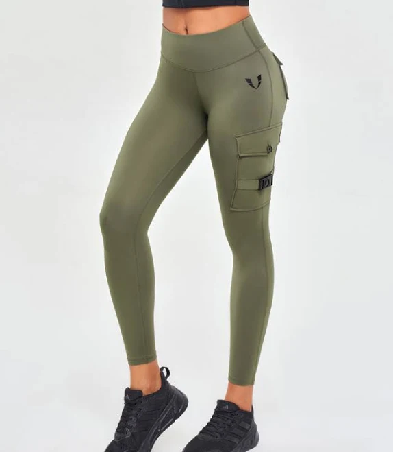 activewear Women‘s Cargo Workout Leggings | Fitness Leggings ,Size L Olive | FIRM ABS firmabs.com $58.5