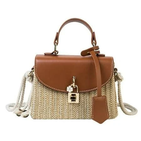 bag Women's Boho Straw Crossbody Bag with Leather Top Handle Walmart - Artisan Space Limited $33.78