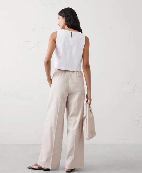 pants Women's High-Rise Linen-Blend Wide-Leg Pant Banana Republic Factory $50