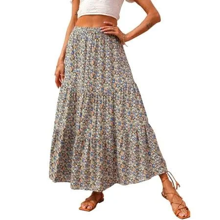skirt Women's High Waist Flowy Pleated Maxi Skirt Walmart - FreshPretty $18.99