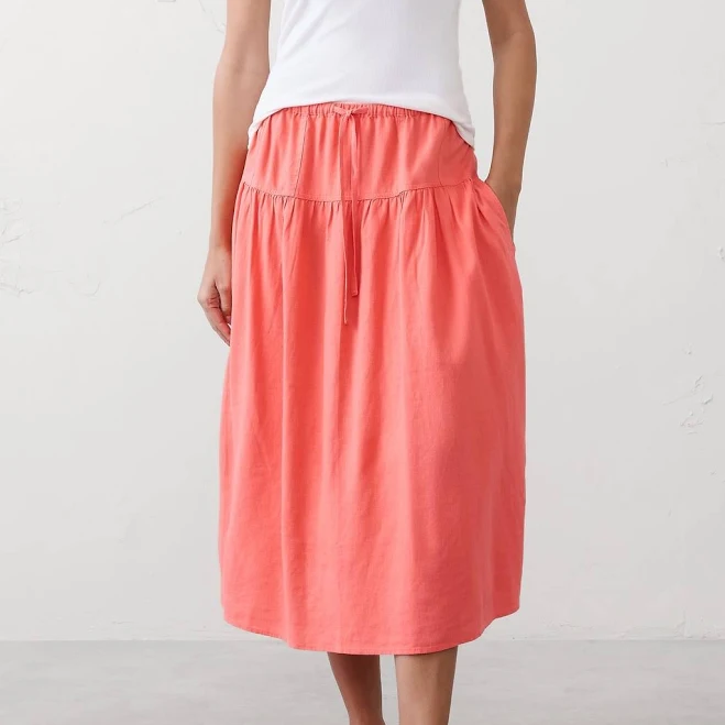 skirt Women's Linen-Blend Drop-Waist Midi Skirt Banana Republic Factory $55